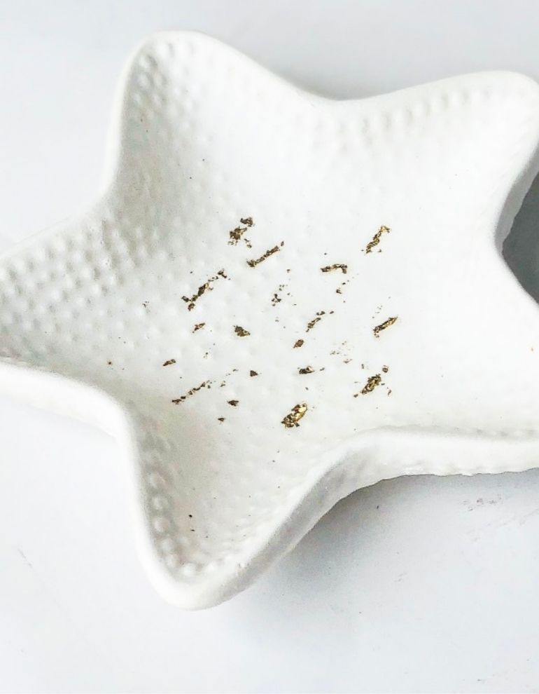 White Ceramic Starfish Jewelry Plate