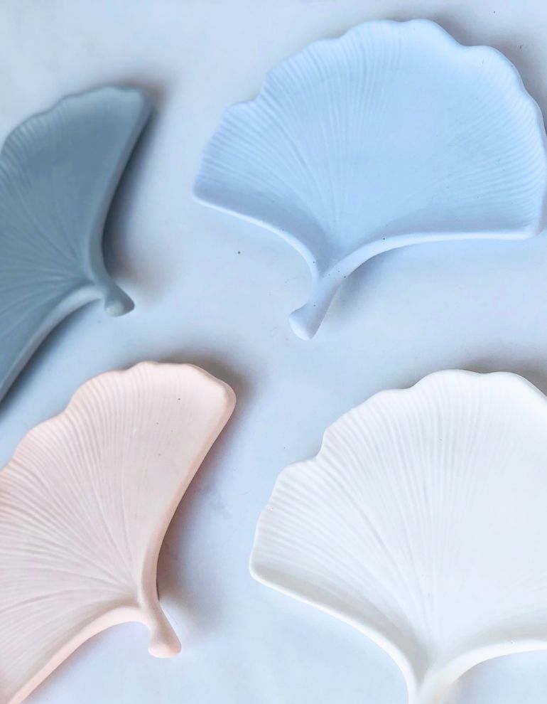 ceramic gingko leaf jewelry plates