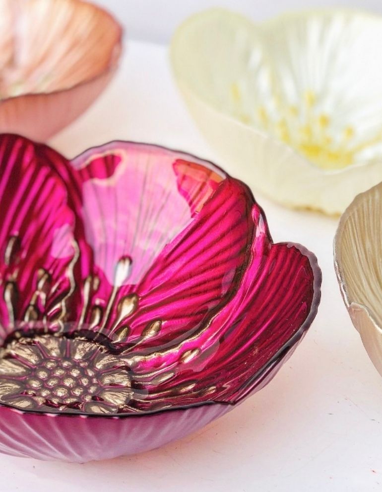 Multi Colored Glass Flower Bowl