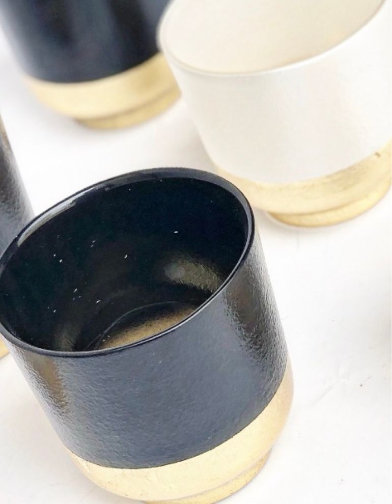 elegant gold foiled tea light candle glass cups