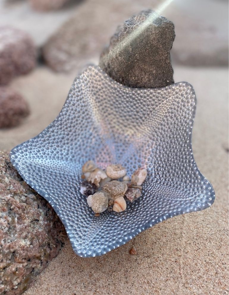 silver starfish glass bowl