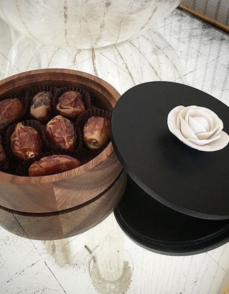 Wooden Trinket Box with Ceramic Handle