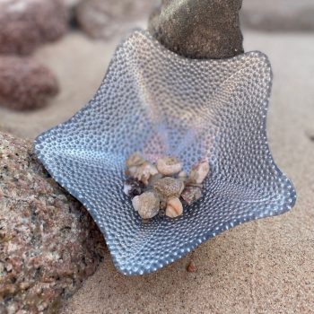 SILVER STARFISH GLASS BOWL